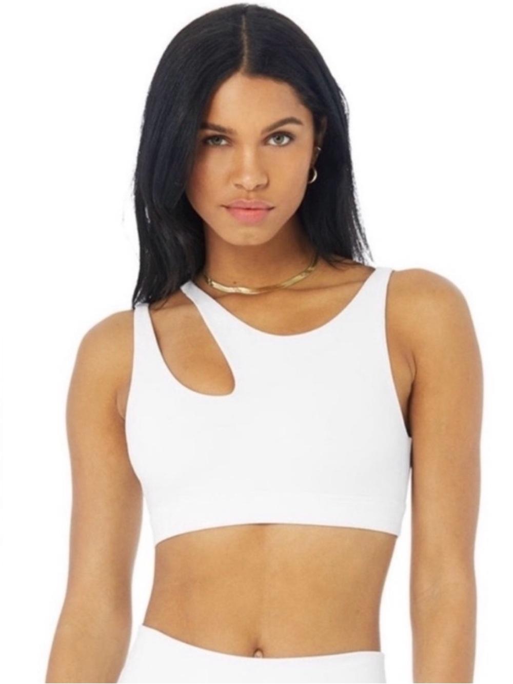 ALO Yoga Peak White Asymmetric Cutout Sports Bra Top XS
